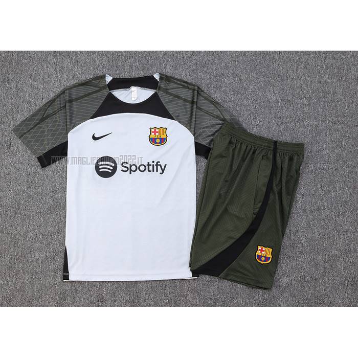 Tuta da Track del FC Barcellona Manga Corta 2023-2024 Grigio - Pantalon Corto
